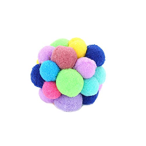 EraAja Handgefertigter Hüpfball Haustierglocken Interaktives Katzenminzenspielzeug Buntes eingebautes Katzenspielzeug Haustier Andere Halsband Geschirr Für Hunde (Multicolor, L) von EraAja