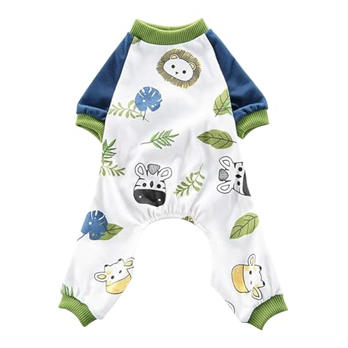 EraAja Haustier-Hunde-weicher Baumwollpyjama-Cartoon-Homewear-Welpen-Bekleidungs-Overall-Baumwollspielanzug-Nachtwäsche Hunderegenmantel Kaufen (Blue, XS) von EraAja