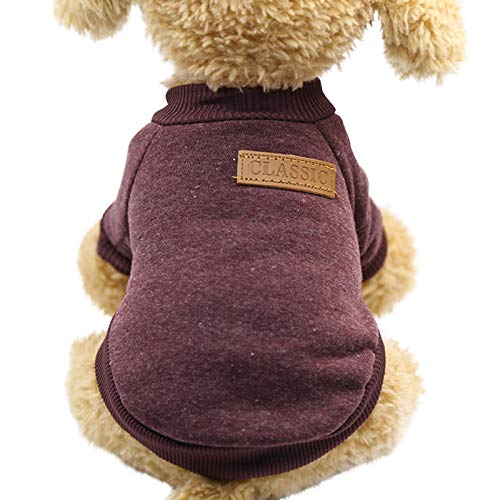 EraAja Pullover Hundekleidung Haustier Teddy Katze Welpen warme Wolle Zweibeinige Haustierkleidung Hundepullover Blau (Brown, L) von EraAja