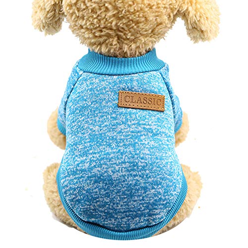 EraAja Pullover Hundekleidung Haustier Teddy Katze Welpen warme Wolle Zweibeinige Haustierkleidung Hundepullover Blau (Light Blue, S) von EraAja