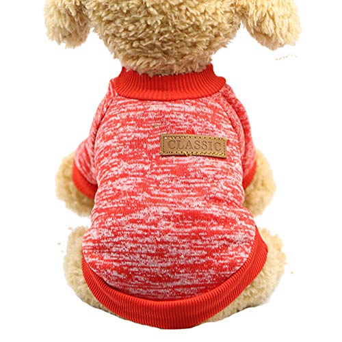 EraAja Pullover Hundekleidung Haustier Teddy Katze Welpen warme Wolle Zweibeinige Haustierkleidung Hundepullover Blau (Red, M) von EraAja
