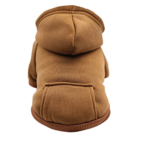 EraAja Puppy Fall for Small Fleece Boy Winter Dogs Hoodie Warmer Hundepullover mit Tasche Medium Mädchenkleidung Haustierkleidung Winterpulli Hund (Brown, XS) von EraAja