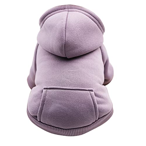 EraAja Winter-Hundekleidung Hoodie Puppy Sweater Fleece für kleine Hunde mittlerer Junge Herbst mit Tasche Warme Haustierkleidung Winterpulli Hund (Purple, S) von EraAja