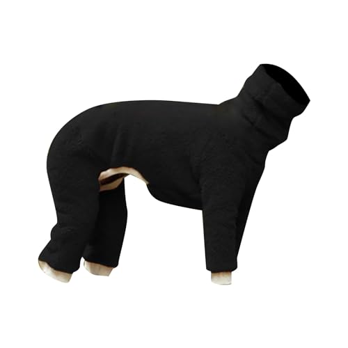 EraAja Winter-Kapuzenpullover, Anti-Haarausfall, Outdoor-Hund, Warmer Rollkragenpullover, vierbeinige Hundejacke aus doppeltem Samt Hunde Wintermantel Mops (Black, L) von EraAja