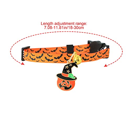 Halloween- und Schnallen-Geschenk-Haustier mit kleinen Sicherheitsglocken-Liebhabern für Haustier-Halloween-Halsband-Haustierhalsbänder Hund Lederhalsband (Gold, M) von EraAja