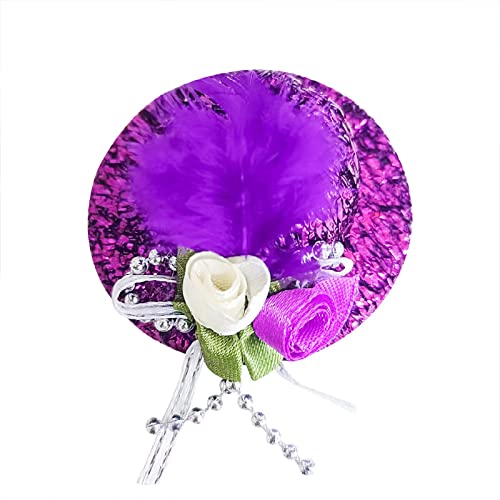 Hühnerhüte für Hühner, kleine Haustiere, lustiges Hühnerzubehör, Verstellbarer elastischer Riemen, modischer Federhut für, Ente, Geflügel, stilvolles Show-Kostüm Paracord (Purple, One Size) von EraAja