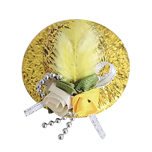 Hühnerhüte für Hühner, kleine Haustiere, lustiges Hühnerzubehör, Verstellbarer elastischer Riemen, modischer Federhut für, Ente, Geflügel, stilvolles Show-Kostüm Paracord (Yellow, One Size) von EraAja