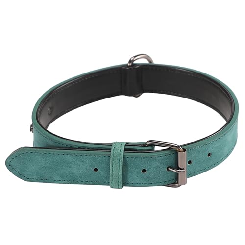 Hundehalsband aus PU-, verstellbar, weich gepolstert, für kleine, mittelgroße und große Hunde Nachhaltige Hundehalsbänder (Green, L) von EraAja