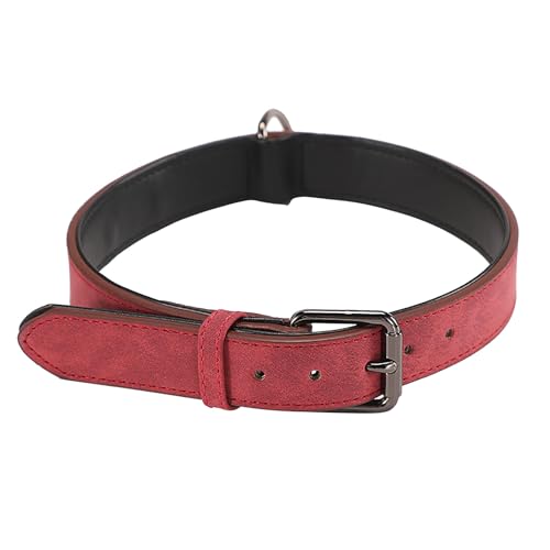 Hundehalsband aus PU-, verstellbar, weich gepolstert, für kleine, mittelgroße und große Hunde Nachhaltige Hundehalsbänder (Red, L) von EraAja