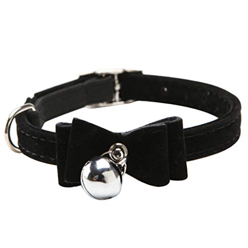 Katze, Haustier, Anstecknadel, Katze, verstellbare Schnalle, niedliches Halsband, Glocke, Mehrfarbig, Schleife, Haustierhalsbänder Lederadapter Für Halsband (Black, One Size) von EraAja