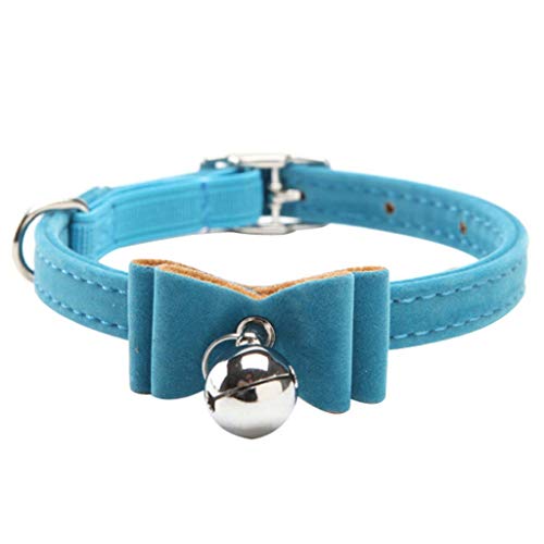 Katze, Haustier, Anstecknadel, Katze, verstellbare Schnalle, niedliches Halsband, Glocke, Mehrfarbig, Schleife, Haustierhalsbänder Lederadapter Für Halsband (Blue, One Size) von EraAja