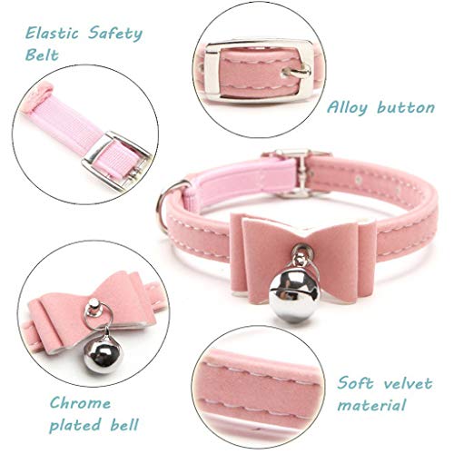 Katze, Haustier, Anstecknadel, Katze, verstellbare Schnalle, niedliches Halsband, Glocke, Mehrfarbig, Schleife, Haustierhalsbänder Lederadapter Für Halsband (Pink, One Size) von EraAja