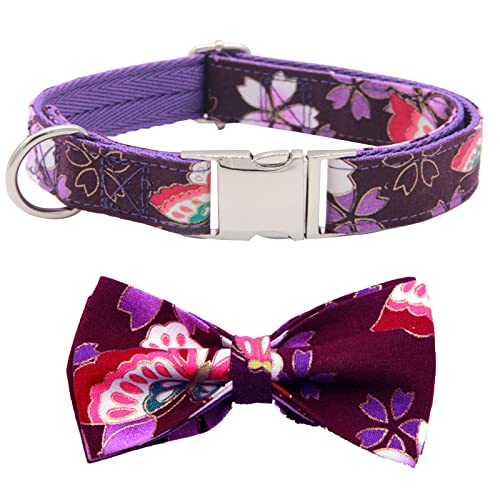 Patterndog Karierter Hund Hund mit Fliege Halsband Großes Hundehalsband Langlebig Komfortables Halsband Medium Für kleine Haustierhalsbänder Halsband Große Hunde (Purple, XS) von EraAja