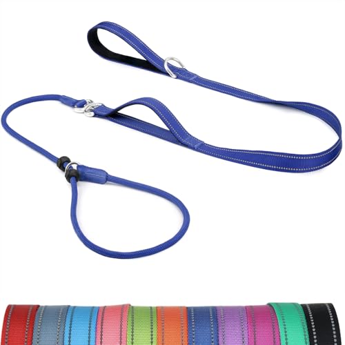 Erbine Hundeleine mit doppelt gepolstertem Griff, verheddert sich nicht, reflektierendes Nylon, kein Ziehen, Trainingsleine für kleine, mittelgroße Hunde, 1,8 m, Marineblau von Erbine