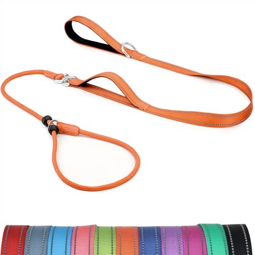 Erbine Hundeleine mit doppelt gepolstertem Griff, verheddert sich nicht, reflektierendes Nylon, kein Ziehen, Trainingsleine für kleine, mittelgroße Hunde, 1,8 m, Orange Erbine Hundeleine mit doppelt gepolstertem Griff, verheddert sich nicht, reflektierendes Nylon, kein Ziehen, Trainingsleine für kleine, mittelgroße Hunde, 1,8 m, Orange von Erbine