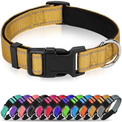 Erbine Reflektierendes Hundehalsband, weiches Neopren, gepolstertes Nylon, Haustierhalsband mit Schnellverschluss-Schnalle, verstellbar für mittelgroße Hunde, Khaki, M, 2,5 cm Breite Erbine Reflektierendes Hundehalsband, weiches Neopren, gepolstertes Nylon, Haustierhalsband mit Schnellverschluss-Schnalle, verstellbar für mittelgroße Hunde, Khaki, M, 2,5 cm Breite von Erbine