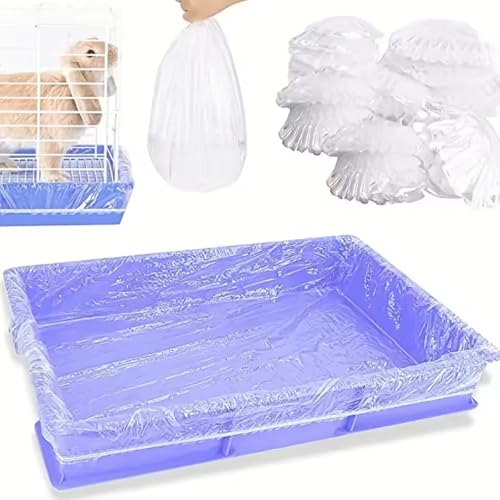 Ercoiong 100pcs Käfig Liner, klarer plastischer Einweg -Kaninchen -Käfigkäfig -Meerschweinchen -Leck -Proof -Toilettenfilm für Hasen Frettchen Chinchillas Birds kleine Tier Liner von Ercoiong