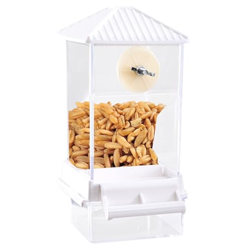 Erconsso Bird Automatic Feeder, Automatischer Vogelfutterleiter - Klare Fütterungszubehör für Käfig | Outdoors Spill resistente Lebensmittelspender für die Außen- und Gartendekoration von Erconsso