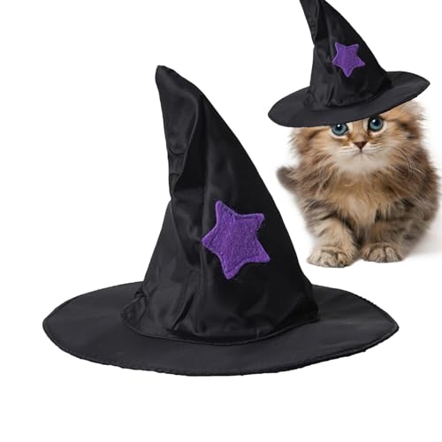 Erconsso Katzen-Hexenhut-Kostüm, niedliches und kreatives Katzen-Halloween-Kostüm, Hunde-Hexenkostüm für kleine Hunde, Katzen, Outfits, Kätzchen, Halloween, Kostüme für Katzen von Erconsso