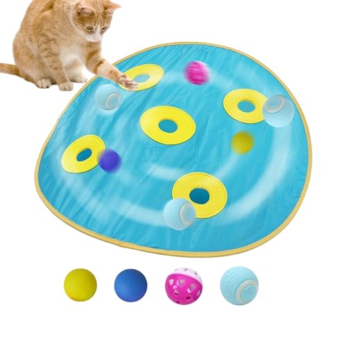 Erconsso Katzenspielzeug | Mit 4 Rollbällen Stimulierende Spielzeugabdeckung,Elektrischer Tunnel Zur Bewegung Jagd Training Unterhaltung, Geburtstag Halloween Weihnachten - für Geburtstag, Halloween & von Erconsso