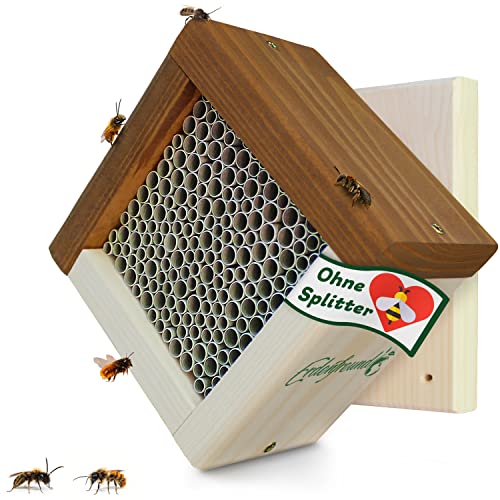 ERDENFREUND® Wildbienenhotel regenfeste Graspapier Nisthülsen 5-8 mm für mehrere Arten Insektenhotel 100% splitterfrei ohne Bienenflügel zu verletzen (Sturmfeste Aufhängung) von Erdenfreund