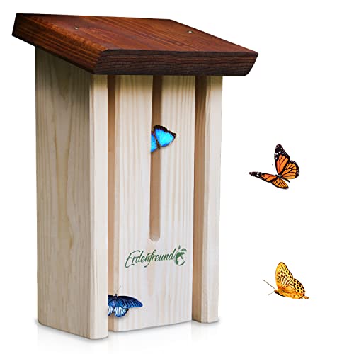ERDENFREUND® Schmetterlingshaus 100% splitterfrei für zarte Schmetterlingsflügel Schmetterlingshotel schützt vor Feinden & Unwetter bei Ruhepausen von Erdenfreund