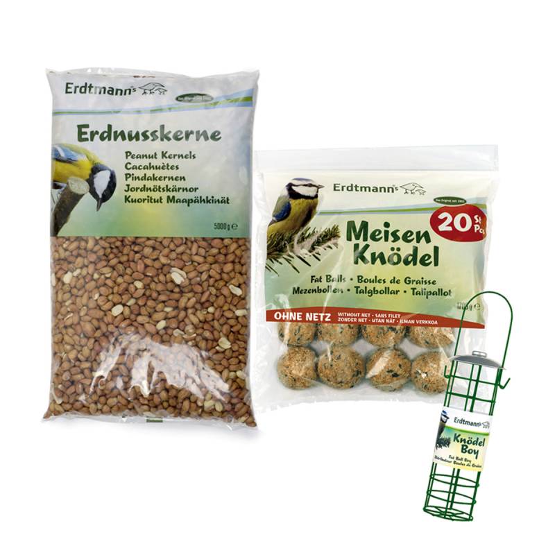 Erdtmann's 20 Meisenknödel ohne Netz + 1 Knödelboy + Erdnusskerne 5 kg von Erdtmann's