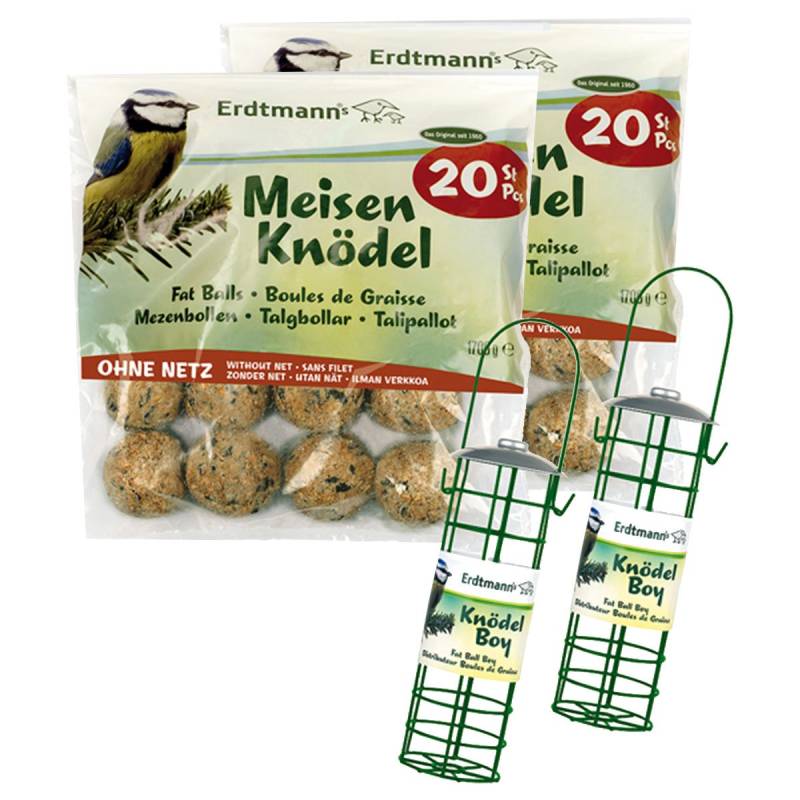 Erdtmann's 40 Meisenknödel ohne Netz + 2 Knödelboy Futterspender von Erdtmann's