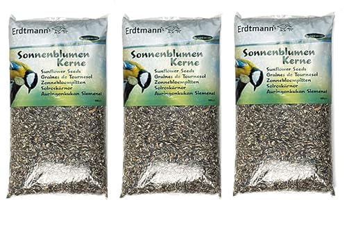 Erdtmanns - Sonnenblumenkerne ungeschält für freilebende Vögel 3 x 5 kg, (15kg) I Klassiker I Hochwertiger Inhalt I Beliebt bei verschiedenen Vogelarten I Einfache Handhabung I Vielseitig einsetzbar von Erdtmanns