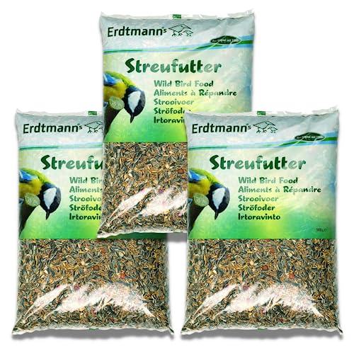 Erdtmanns - Streufutter für Wildvögel 3 x 5 kg, (15kg) I Vielseitige Zusammensetzung I Beliebt bei verschiedenen Vogelarten I Einfache Handhabung I Vielseitig einsetzbar I Nahrhaft und energiereich von Erdtmanns