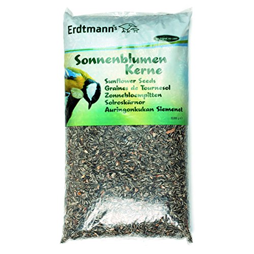 Erdtmanns Sonnenblumenkerne 10 kg – energiereiches Wildvogelfutter mit hohem Fettgehalt – Klassiker für ganzjährige Fütterung – geeignet für Meisen, Zeisige, Sperlinge, Spechte & mehr von Erdtmanns