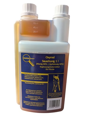 Ergänzparent Oxymel Sauerhonig 1 Liter für Pferde - 60% Honig + 40% Apfelessig - überlieferte Rezeptur - Ergänzungsfuttermittel von Ergänzparent