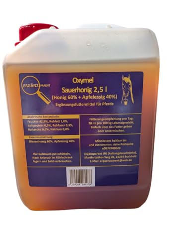 Ergänzparent Oxymel Sauerhonig 2,5 Liter Kanister für Pferde - 60% Honig + 40% Apfelessig - überlieferte Rezeptur - Ergänzungsfuttermittel von Ergänzparent