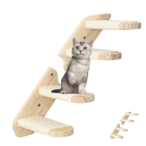 Katzen-Wandstufen, Regal, Katzenkletterregal, wendbar, Wandmontage, Holz, vierstufige Katzentreppe mit Kratz-Sisalseil für Katzen, Sitzstange, Plattform, Zubehör, große Katzen, Kratzbaum, Katzen-Wandstufen, Regal, Katzenkletterregal, wendbar, Wandmontage, Holz, vierstufige Katzentreppe mit Kratz-Sisalseil für Katzen, Sitzstange, Plattform, Zubehör, große Katzen, Kratzbaum, von Erhalithegro