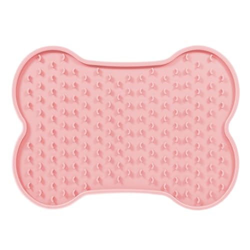 Puppy Lick Mat, Pet Calming Lick Feeding Mat, Silicone Material Bone-Shaped Creative Slow Feed Lick Mat Easy to Clean, Dog Licking Mat for Small and Medium Size Dogs and Various Cats (Pink, L) von Erice