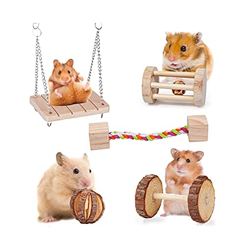 Pack von 5 Guinea Pig Spielzeug Chinchilla Hamster Ratte Spielzeug, Bunny Gerbil Molaren Holz Natürliche Pet Balls Kleine Haustiere Spielen Spielzeug (One Size,B) von Erichman