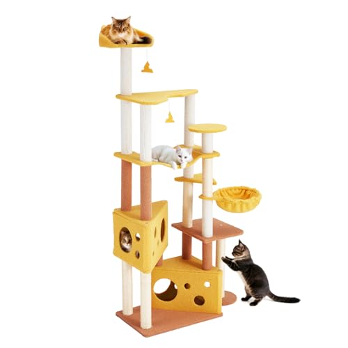 Erinnyees Kratzbaum, 72,4 Zoll Katzenturm für Indoor-Kätzchen, Kitty Condos mit Käseform, Kratzbaum, Plattformen, Hängematte und dekoratives Aufhängen, Möbel für mehrstufige Haustieraktivitäten Erinnyees Kratzbaum, 72,4 Zoll Katzenturm für Indoor-Kätzchen, Kitty Condos mit Käseform, Kratzbaum, Plattformen, Hängematte und dekoratives Aufhängen, Möbel für mehrstufige Haustieraktivitäten von Erinnyees