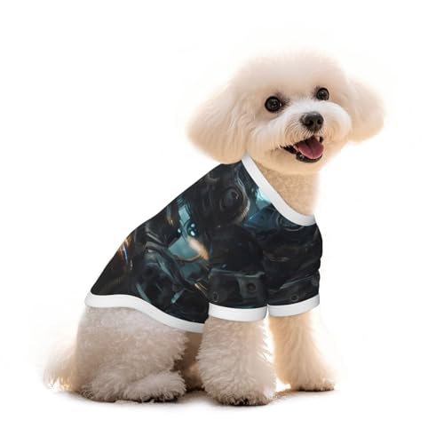 Future Haustier-T-Shirt mit Roboter-Aufdruck, reine Baumwolle, für Hunde und Katzen, bequem, für kleine und mittelgroße Sommer-Winterkleidung von Erwqavc