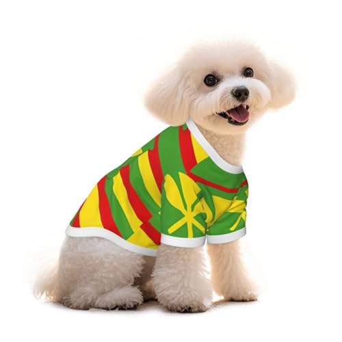Haustier-T-Shirt, Motiv: Hawaii-Flagge, reine Baumwolle, für Hunde und Katzen, bequem, für kleine und mittelgroße Sommer-Winterkleidung von Erwqavc
