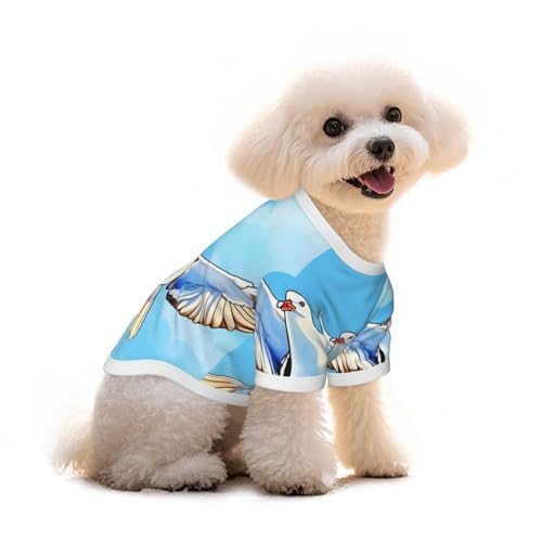 Haustier-T-Shirt, Motiv: Möwen im Flug, reine Baumwolle, für Hunde und Katzen, bequem, für kleine und mittelgroße Sommer-Winterkleidung von Erwqavc