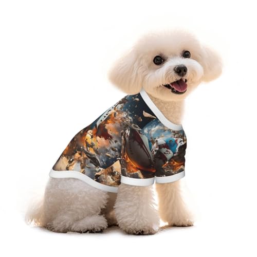 Haustier-T-Shirt, Motiv: Rugby auf Feuer, reine Baumwolle, für Hunde und Katzen, bequem, für kleine und mittelgroße Sommer-Winterkleidung von Erwqavc