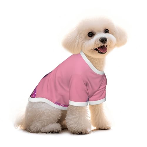 Haustier-T-Shirt, für Hunde und Katzen, Motiv: rosa Sandstrand bedruckt, reine Baumwolle, für kleine und mittelgroße Sommer-Winterkleidung Haustier-T-Shirt, für Hunde und Katzen, Motiv: rosa Sandstrand bedruckt, reine Baumwolle, für kleine und mittelgroße Sommer-Winterkleidung von Erwqavc