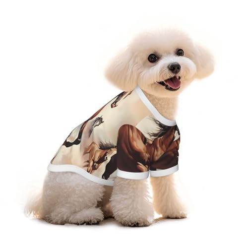 Haustier-T-Shirt für Hunde und Katzen, Motiv "Prancing Brown Horse", reine Baumwolle, bequem, für kleine und mittelgroße Sommer-Winterkleidung Haustier-T-Shirt für Hunde und Katzen, Motiv "Prancing Brown Horse", reine Baumwolle, bequem, für kleine und mittelgroße Sommer-Winterkleidung von Erwqavc