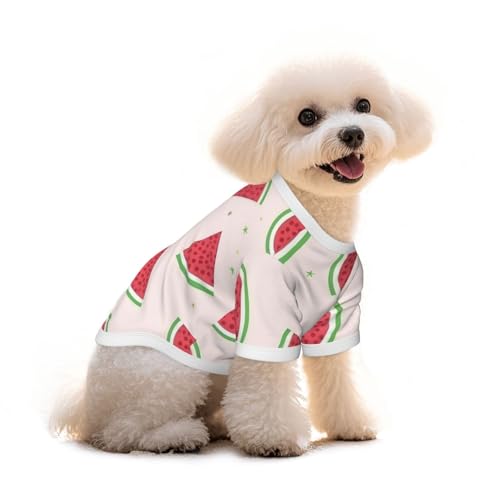 Haustier-T-Shirt für Hunde und Katzen, Motiv: Wassermelonen-Druck, reine Baumwolle, bequem, für kleine und mittelgroße Sommer-Winterkleidung von Erwqavc