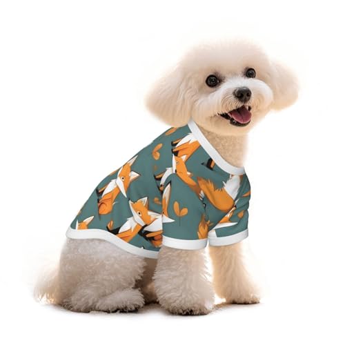Haustier-T-Shirt für Hunde und Katzen, Motiv: gelber Fuchs, reine Baumwolle, bequem, für kleine und mittelgroße Sommer-Winterkleidung von Erwqavc