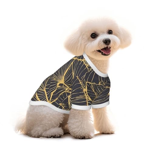 Haustier-T-Shirt für Hunde und Katzen, Motiv: goldene Blätter, reine Baumwolle, bequem, für kleine und mittelgroße Sommer-Winterkleidung von Erwqavc