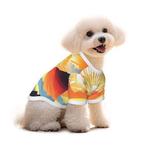 Haustier-T-Shirt für Hunde und Katzen, Motiv: heller Sonnenaufgang, aus reiner Baumwolle, bequem, für kleine und mittelgroße Sommer-Winterkleidung von Erwqavc