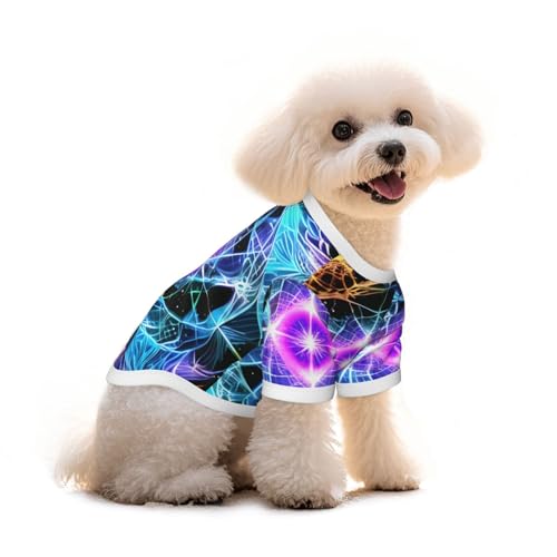 Haustier-T-Shirt für Hunde und Katzen, achdimensionaler Weltraumdruck, reine Baumwolle, bequem, für kleine und mittelgroße Sommer-Winterkleidung von Erwqavc