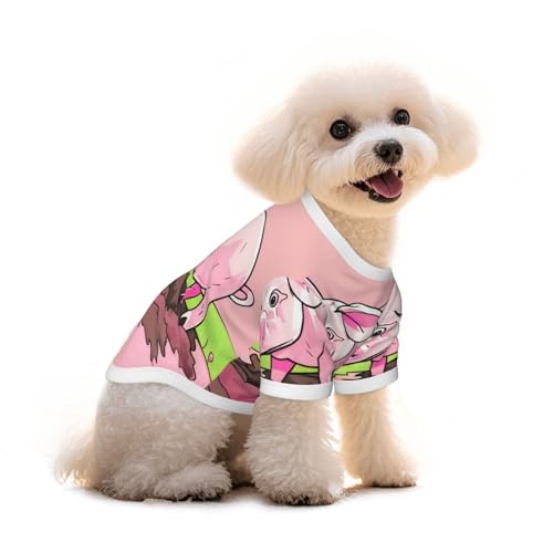 Haustier-T-Shirt für Hunde und Katzen, aus reiner Baumwolle, für kleine und mittelgroße Sommer-Winterkleidung, Rosa von Erwqavc