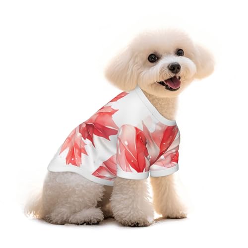 Haustier-T-Shirt für Hunde und Katzen, aus reiner Baumwolle, für kleine und mittelgroße Sommer-Winterkleidung, Rot von Erwqavc